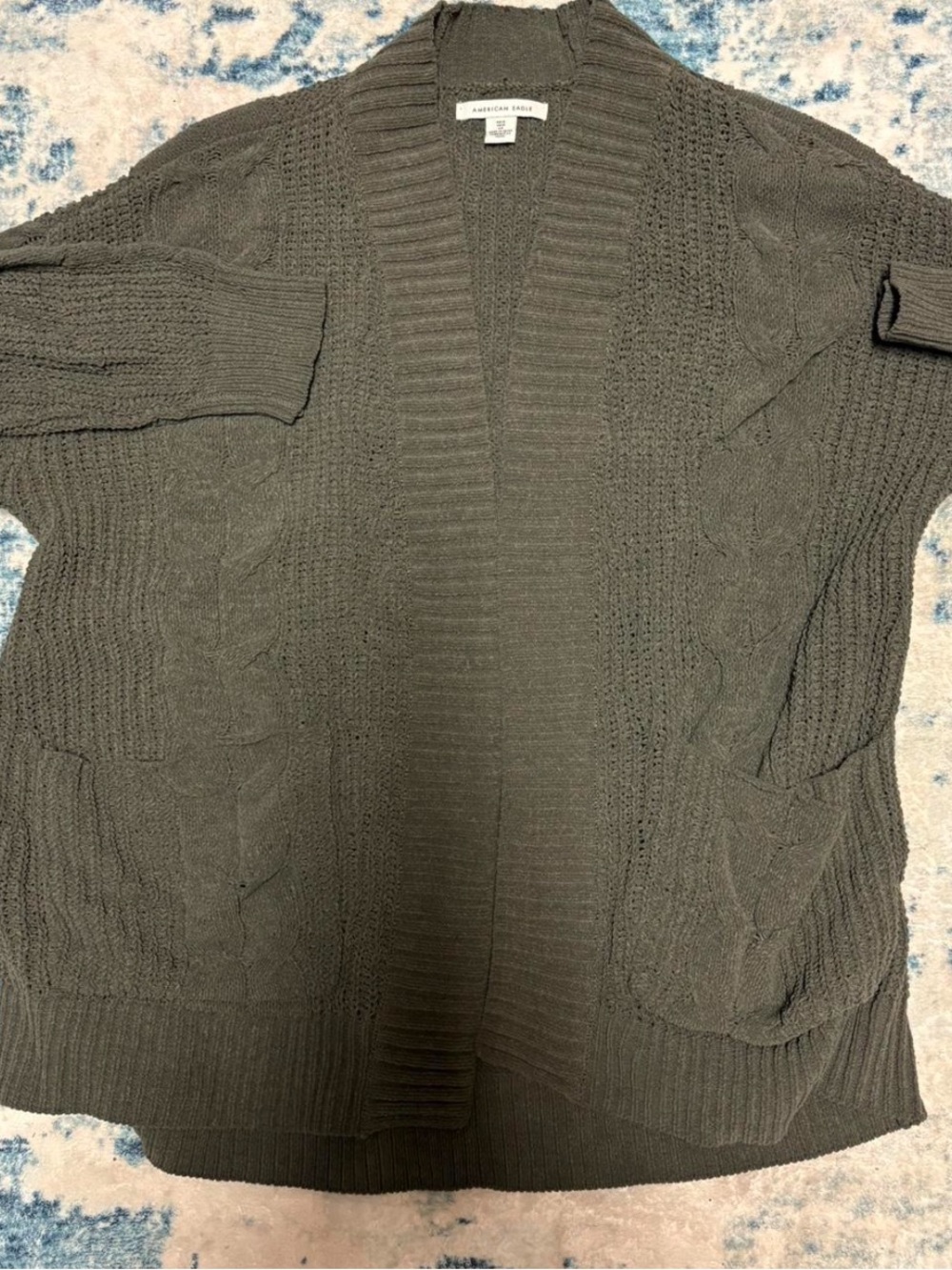 American Eagle Soft Olive Green Cable Knit Cardigan XS